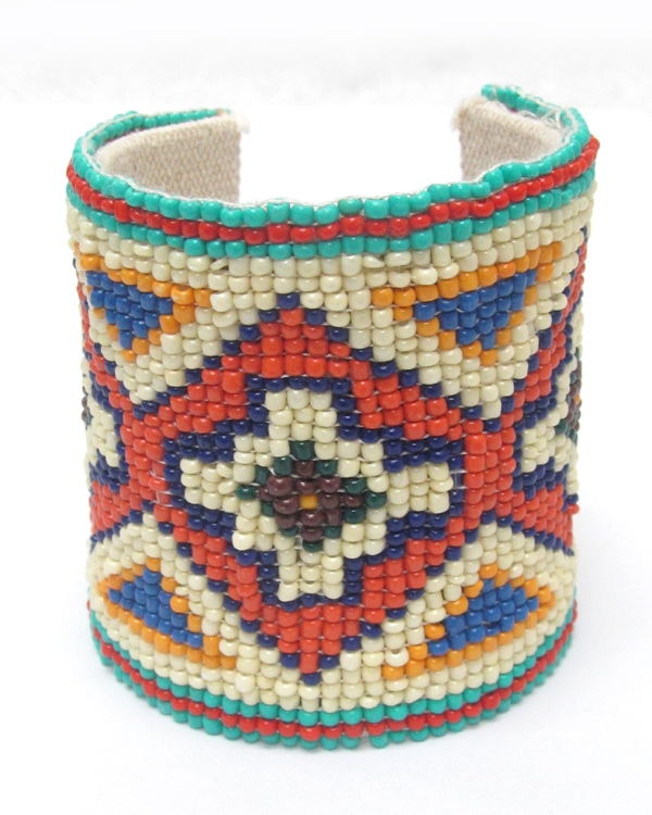 Tribal style seed beads high rise western bangle