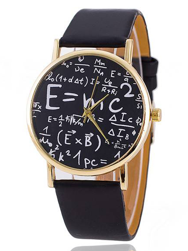 E=mcs physics formular leather band watch