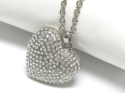 Crystal large puffy heart necklace