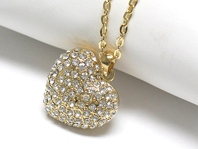 Crystal puffy heart necklace