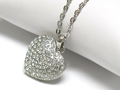 Crystal puffy heart necklace