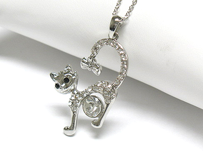 Crystal cat necklace