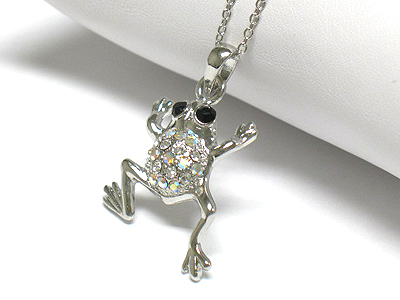 Crystal frog necklace