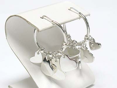 Multi metal heart dangle earring