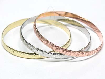 Tri tone metal bangle - 3 pc set