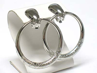 Metal filigree round hoop drop earring - hoops