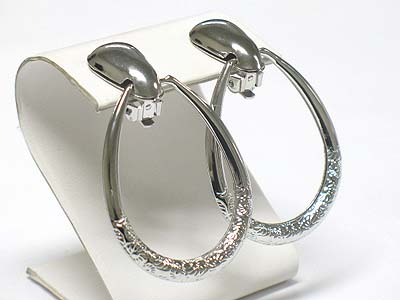 Metal filigree oval hoop drop earring - hoops