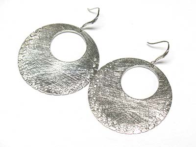 Round scratch metal earring - brass metal