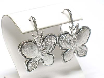 Scratch metal combination butterfly earring - brass metal