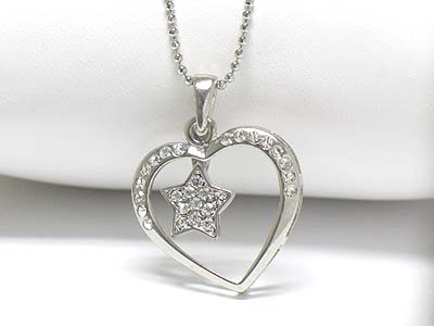 Crystal star in heart necklace