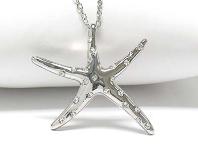 Crystal stud metal starfish neckalce