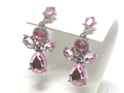 Austrian crystal and expoxy stone cross earring