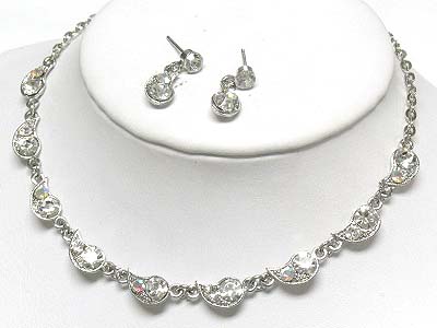 Austrian crystal ball link necklace and earring set