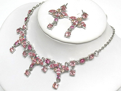 Austrian crystal flower ball drop necklace and earring set