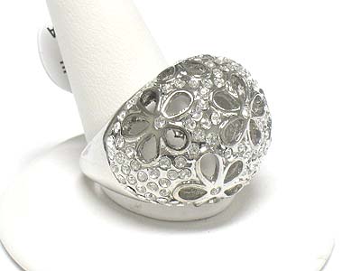 Crystal stud metal puffy ring