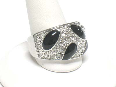 Crystal stud enamel spot metal ring