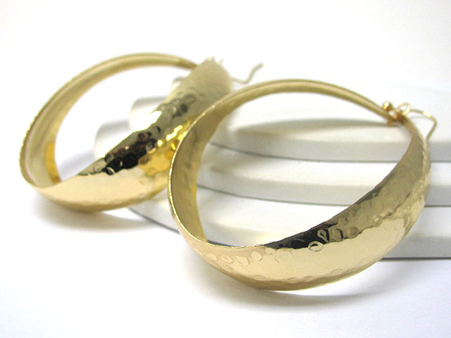 Twisted hammered metal hoop earring - hoops