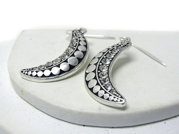 Designer style crystal deco crescent moon earring