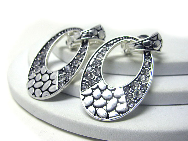 Designer style crsytal stud oval shape earring