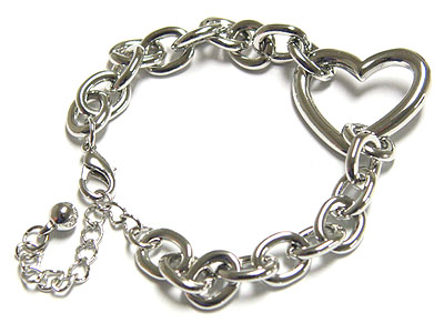 Big heart and chain linked bracelet