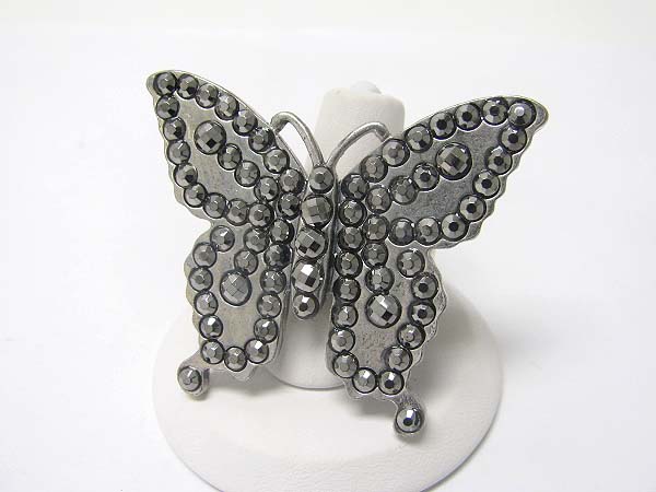 Metal stud butterfly stretch ring