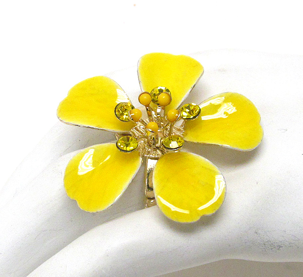 Crystal stud enamel metal flower stretch ring?