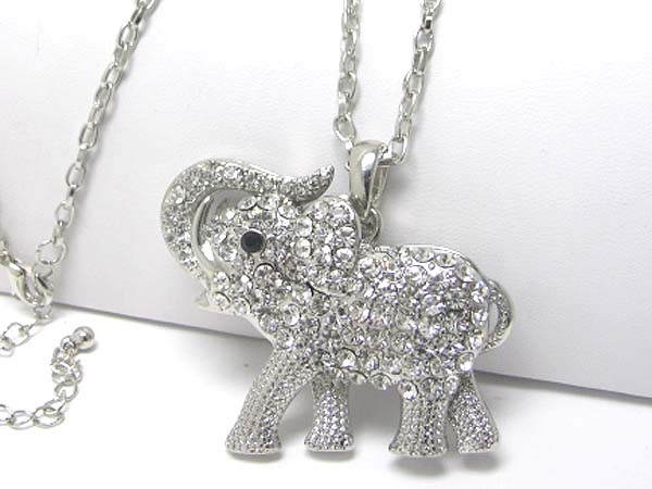 Crystal stud elephant pendant long necklace?