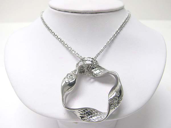 Crystal stud twist ring pendant necklace