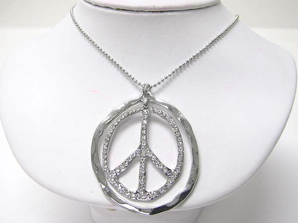 Crystal stud dual peace pendant necklace