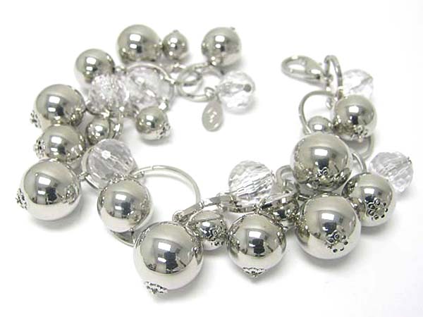 Metal ball and glass beads dangle bracelet