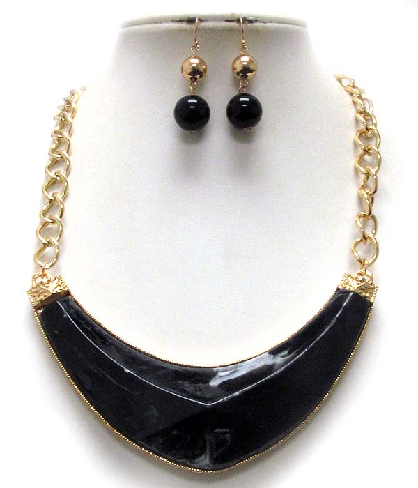 V shape resin half chocker necklace earring set