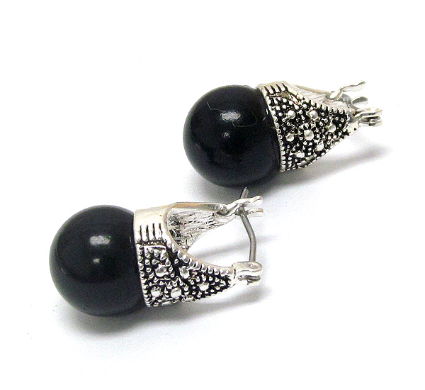 Glass ball and marcasite earring