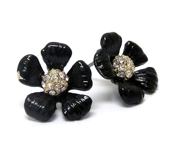 Crystal center deco epoxy flower earring