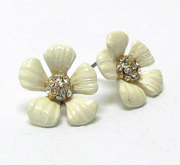 Crystal center deco epoxy flower earring