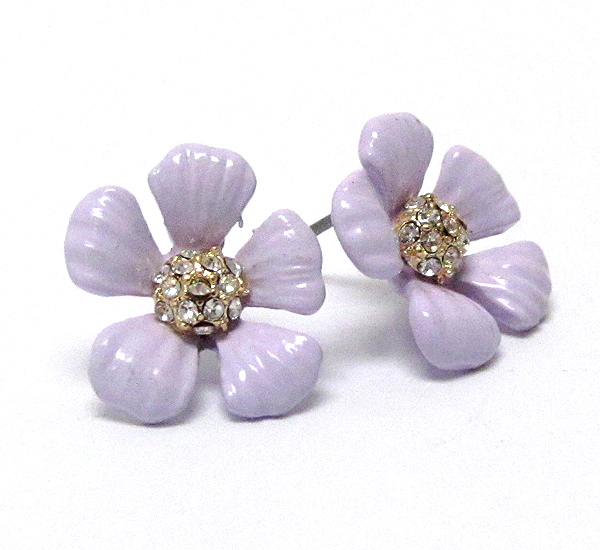 Crystal center deco epoxy flower earring