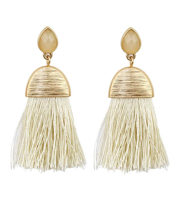 Scrach metal and tassel earring