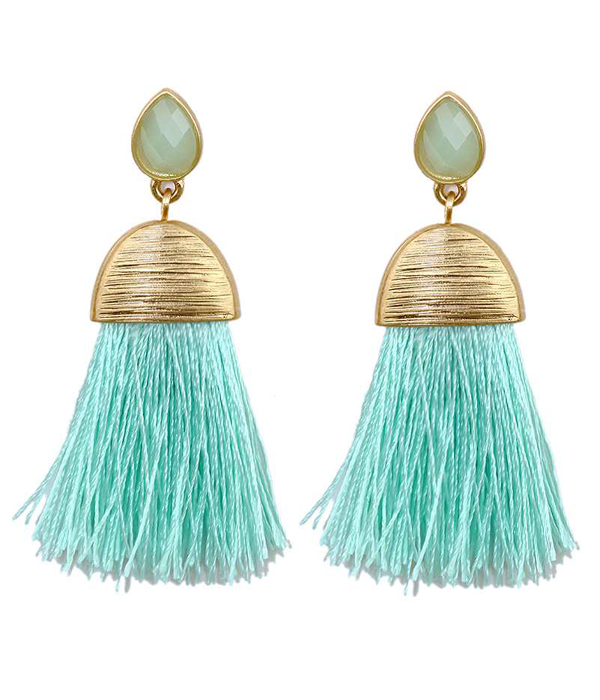 Scrach metal and tassel earring