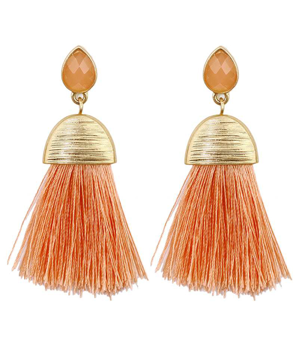 Scrach metal and tassel earring