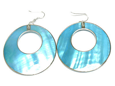 Abalony round disk earring