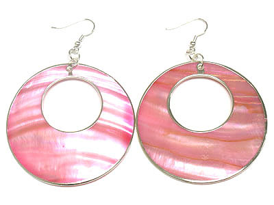 Abalony round disk earring