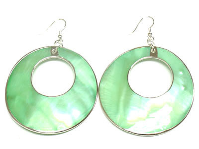 Abalony round disk earring