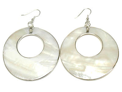 Abalony round disk earring