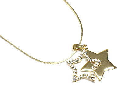 Double layer crystal star necklace