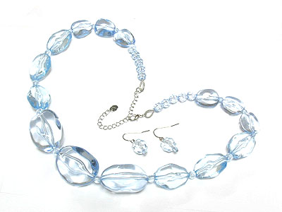 Lucite ice beads necklace and earring set - nude fashion trend