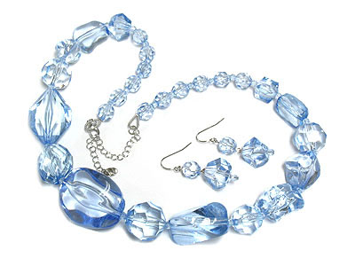 Lucite ice beads necklace and earring set - nude fashion trend