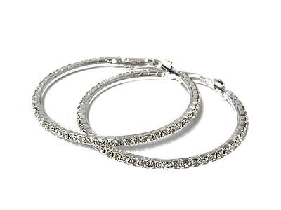 Rhinestone hoop earring - 50 mm - hoops