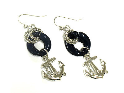 Nautical theme anchor and knot drop earring