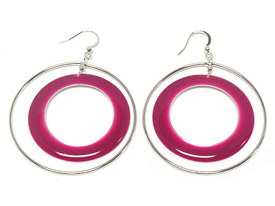 Pastel color dual round dangle earring 