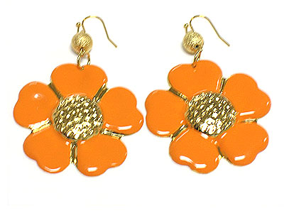 Pastel tone color flower dangle earring 