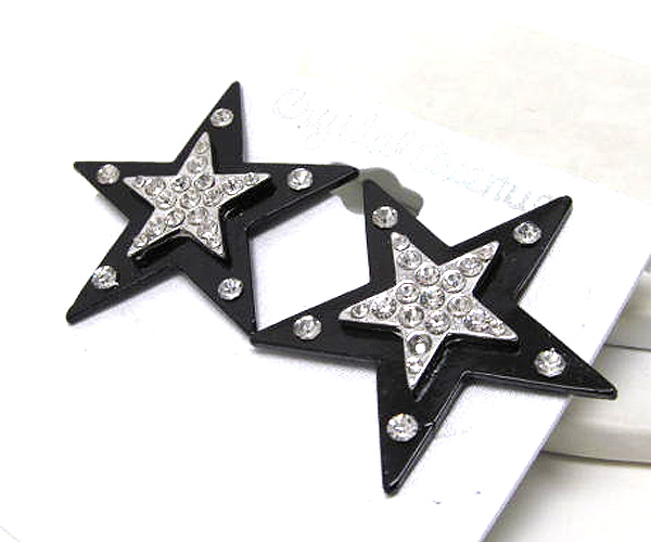 Crystal large star  and metal casting earring